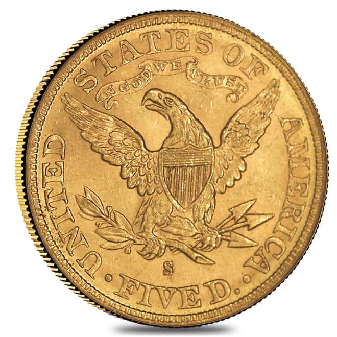 1887 S $5 Liberty Head Half Eagle Gold Coin ANACS MS 61
