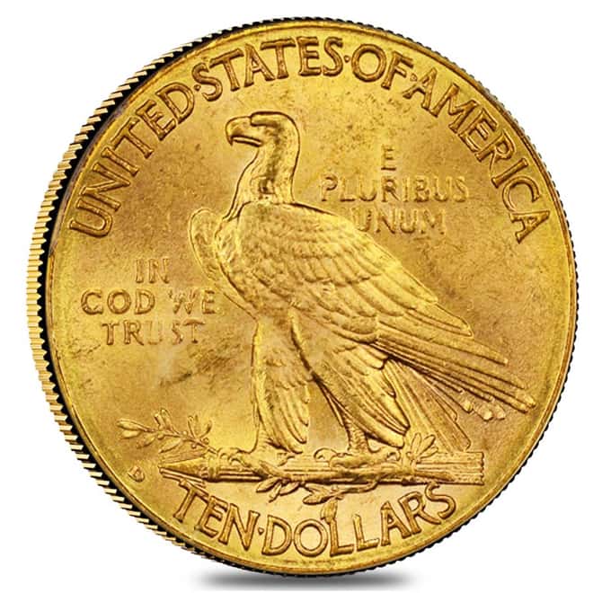1910 D $10 Indian Head Eagle Gold Coin NGC AU 58