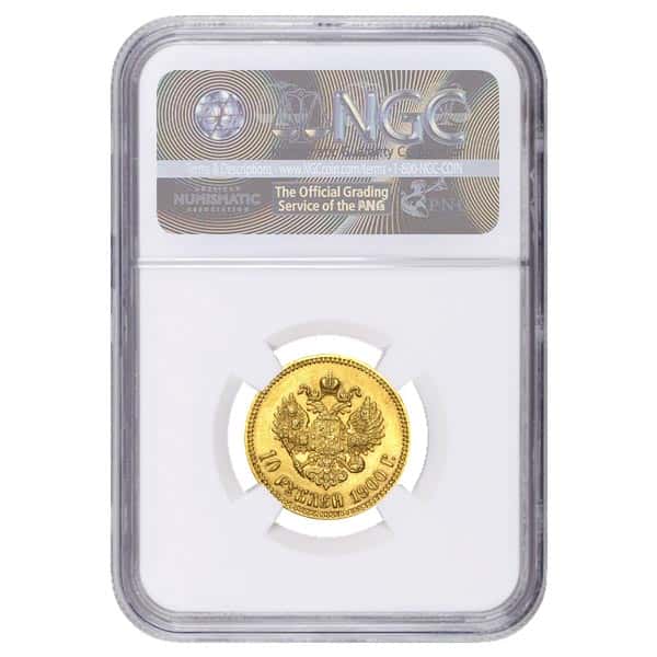 1900 Russia Gold 10 Roubles NGC AU Details