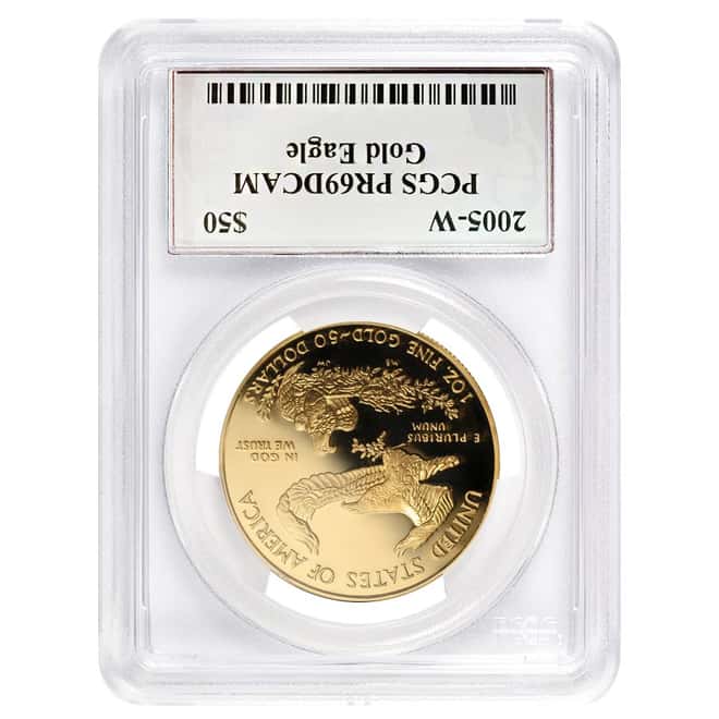2005 W 1 oz $50 Gold American Eagle Coin PCGS PF 69 DCAM - Philip Diehl Sig