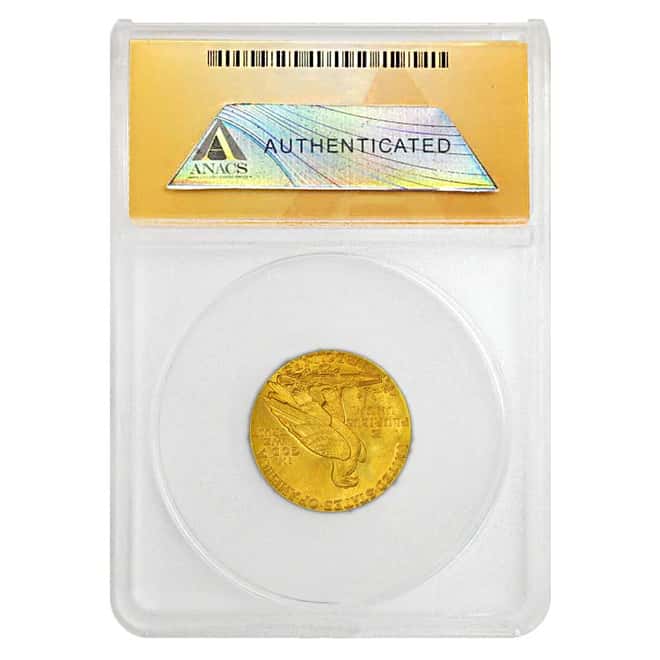 1914 D $5 Indian Head Half Eagle Gold Coin ANACS AU 53