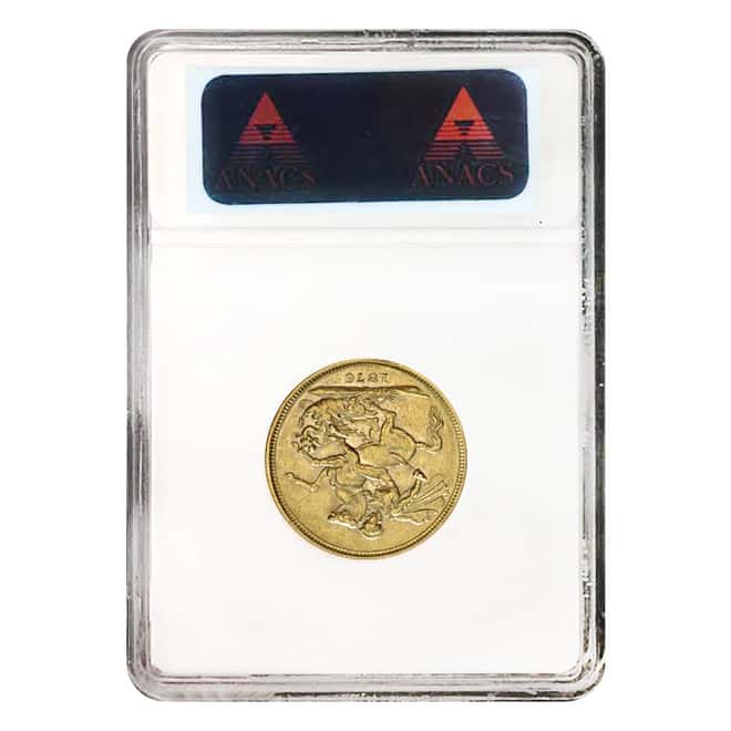 1876 British Gold Sovereign Young Victoria Head ANACS AU 55