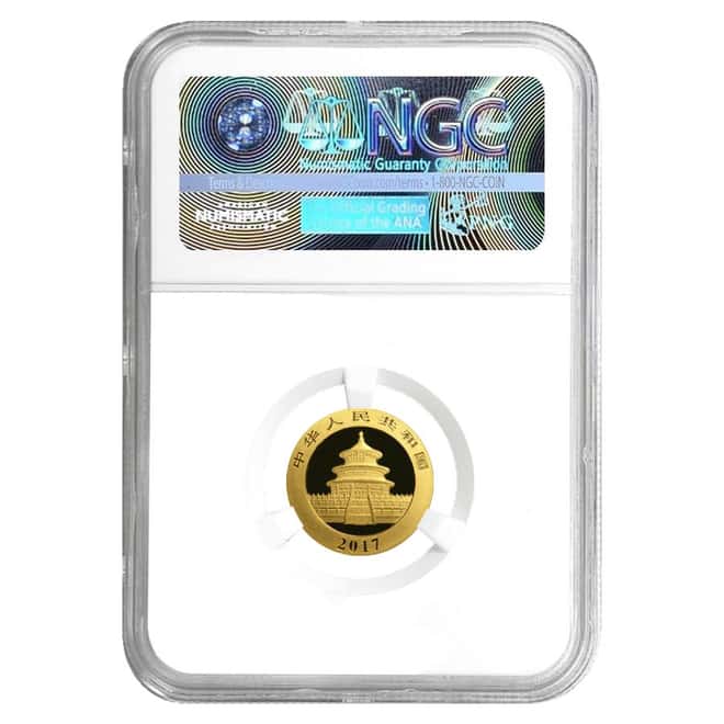 2017 3 Gram Chinese Gold Panda 50 Yuan NGC MS 69 Early Releases (Mint Error)
