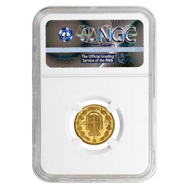 1882R Italy 20 Gold Lire Umberto I NGC AU Details