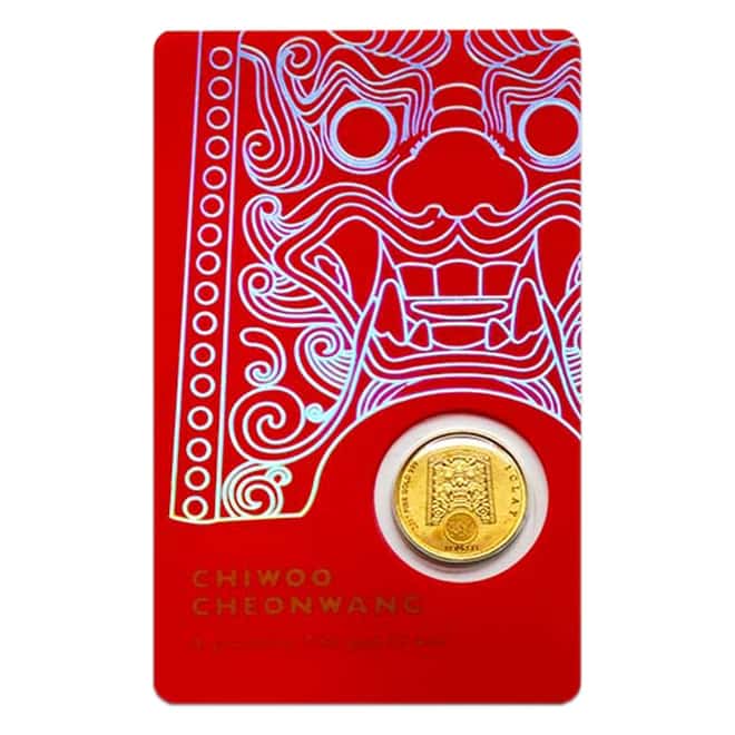 2017 1/10 oz South Korea Gold Chiwoo Cheonwang Medal BU (In Red Assay)