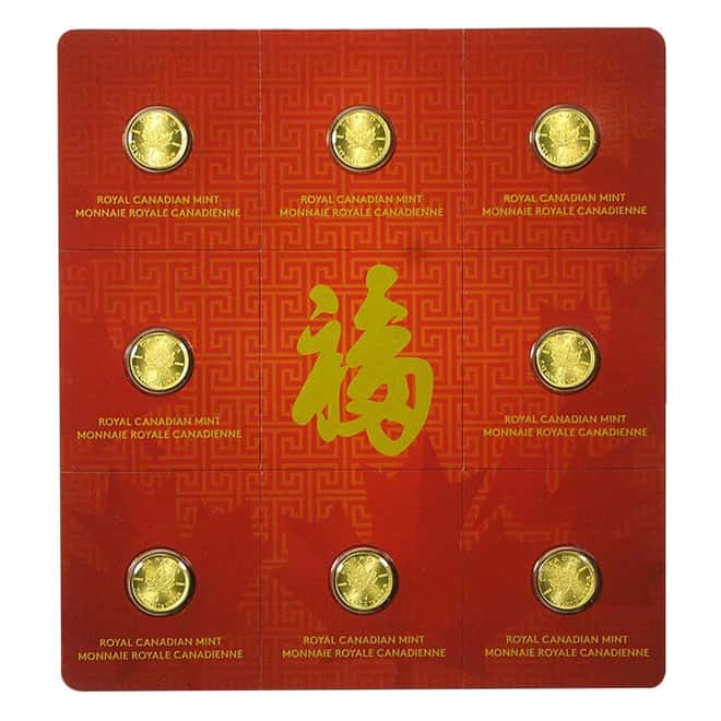 2017 8 x 1 gram Gold Maple Leafs $.5 Coin .9999 Fine - Maplegram8 (Individual Assays)