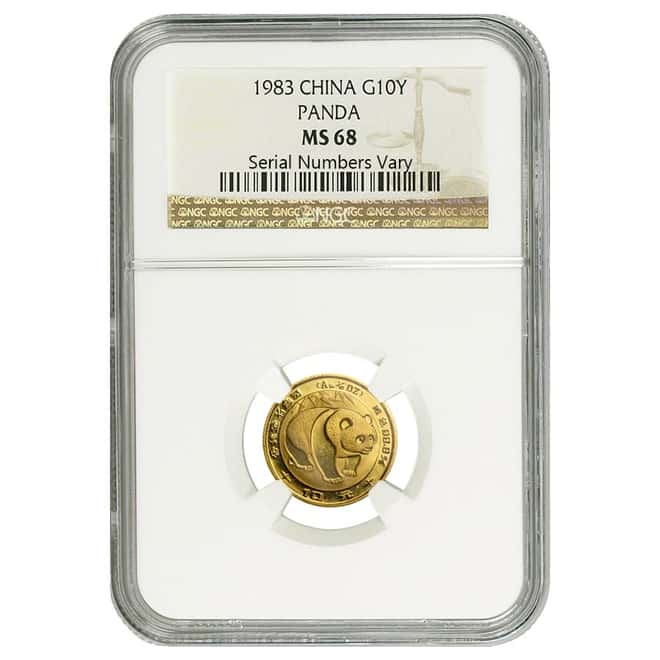 1983 1/10 oz China Gold Panda 10 Yuan NGC MS 68 