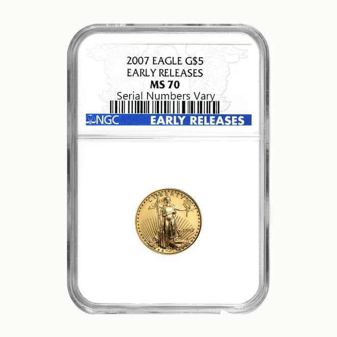 2007 1/10 oz Gold Eagle $5 NGC MS 70 Early Releases