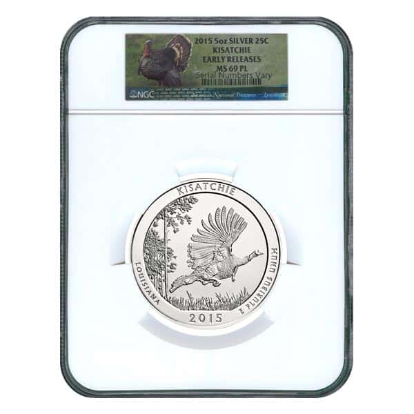 2015 5 oz America the Beautiful ATB Silver Kisatchie National Forest Coin NGC MS 69 PL (Early Releases)