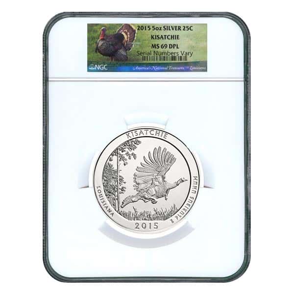 2015 5 oz America the Beautiful ATB Silver Kisatchie National Forest Coin NGC MS 69 DPL