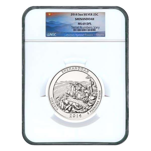2014 5 oz ATB Silver Shenandoah National Park Coin NGC MS 69 DPL
