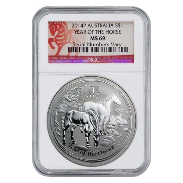 2014 1 oz Australian Silver Lunar Year of the Horse Coin NGC MS 69