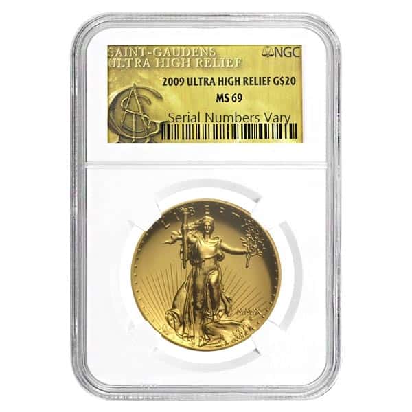2009 1 oz $20 Ultra High Relief Saint-Gaudens Gold Double Eagle NGC MS 69