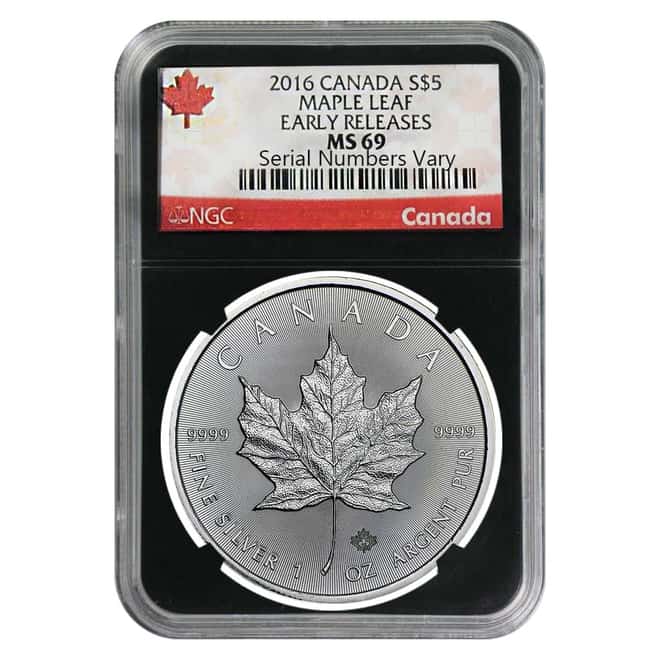 2016 1 oz Canadian Maple Leaf Silver NGC MS 69 Early Releases Retro Holder