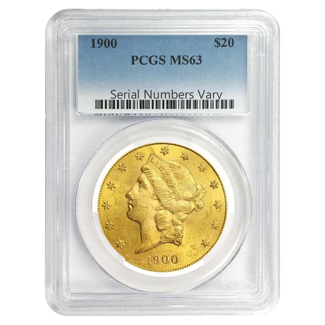 1900 $20 Gold Double Liberty Head Eagle Coin PCGS MS 63