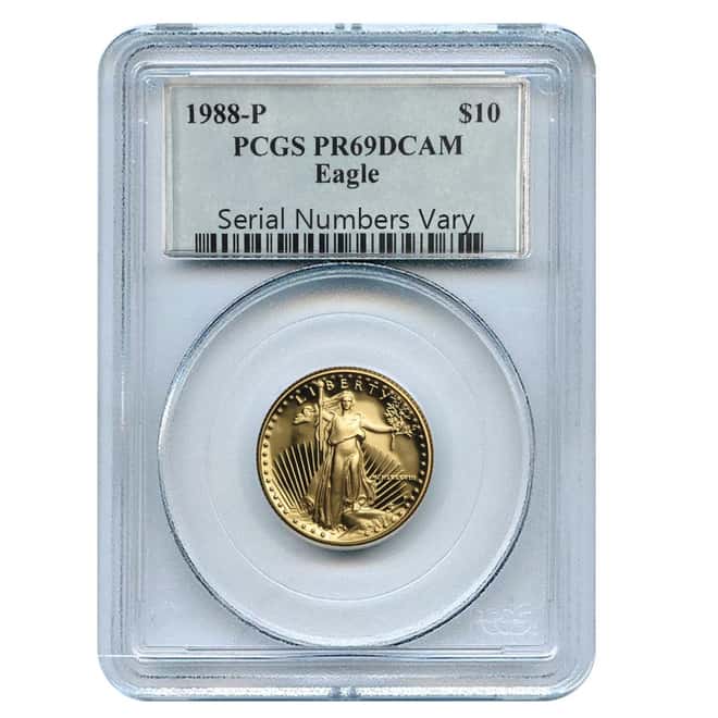 1988 P 1/4 oz Gold Proof Eagle $10 PCGS PF 69