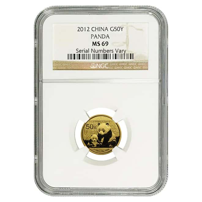 2012 1/10 oz China Gold Panda 50 Yuan NGC MS 69