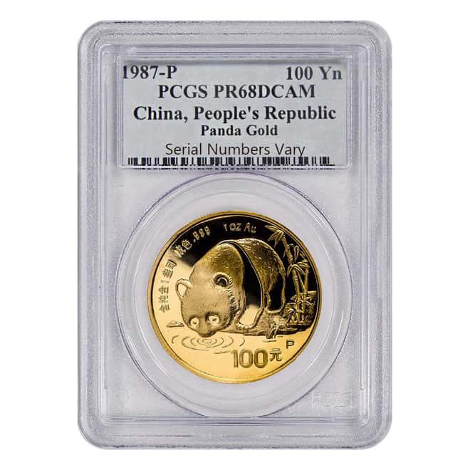 1987 1 oz China Gold Panda 100 Yuan Proof Coin PCGS PR 68 DCAM