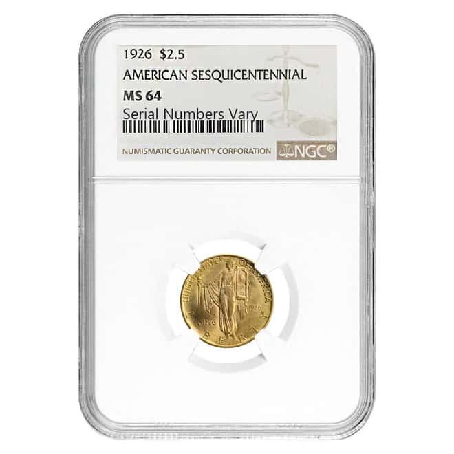 1926 Gold $2.50 American Sesquicentennial NGC MS 64