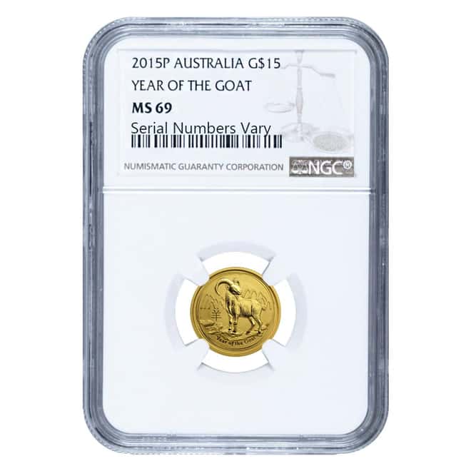 2015 1/10 oz Gold Lunar Year of the Goat NGC MS 69 