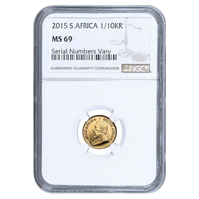 2015 1/10 oz South African Krugerrand Gold Coin NGC MS 69   