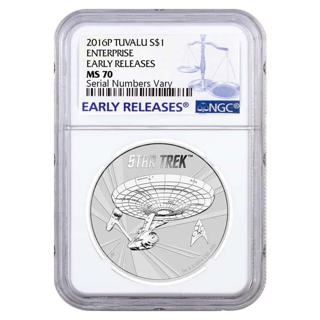 2016 1 oz Tuvalu Star Trek Enterprise Silver Coin NGC MS 70 Early Releases