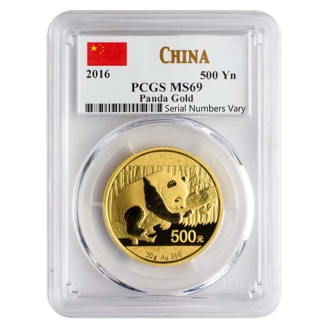 2016 30 Gram Chinese Gold Panda 500 Yuan PCGS MS 69