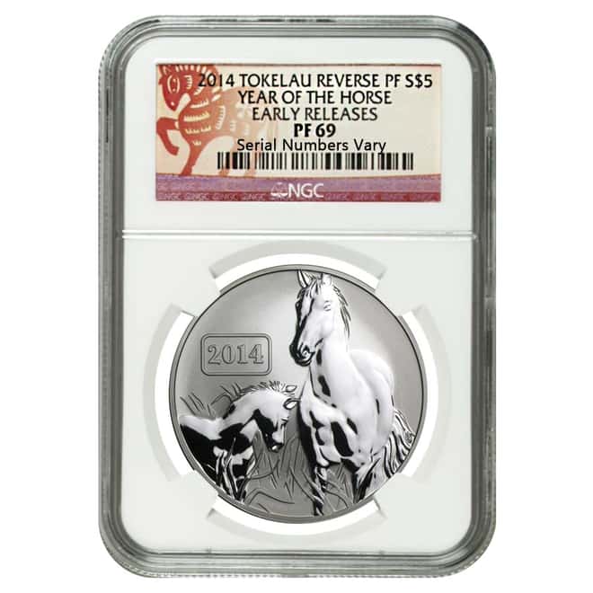 2014 Tokelau 1 oz Silver Lunar Series Year of the Horse Reverse Proof NGC PF 69 Early Releases