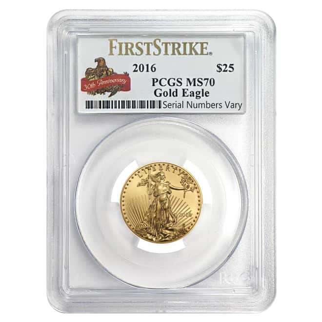 2016 1/2 oz Gold American Eagle PCGS MS 70 First Strike (Eagle Label)