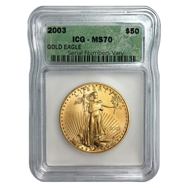 2003 1 oz $50 Gold Eagle ICG MS 70