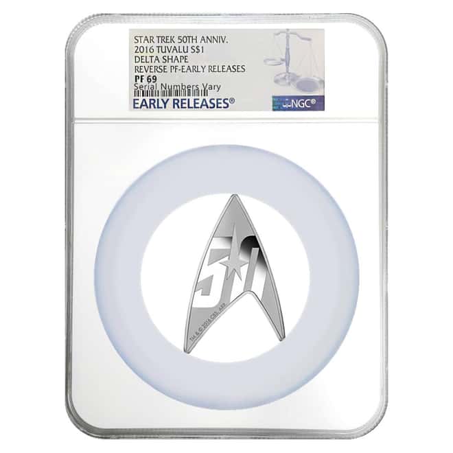 2016 1 oz Tuvalu Star Trek Delta Silver Coin NGC PF 69 Early Releases (w/Box & COA)
