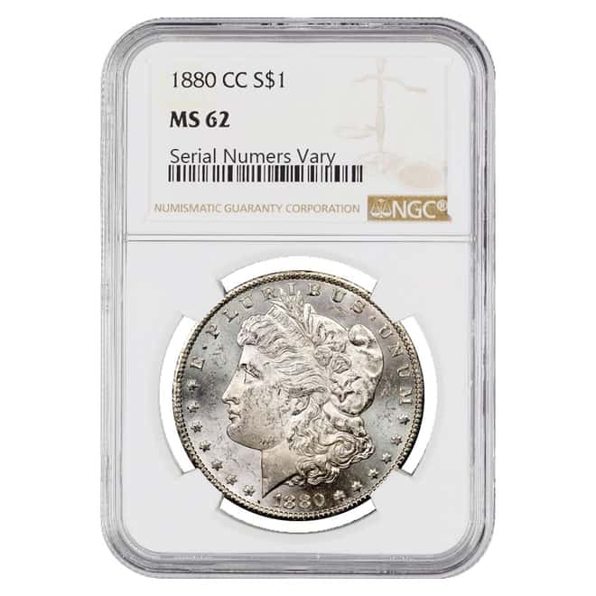 1880 CC Silver Morgan Dollar NGC MS 62