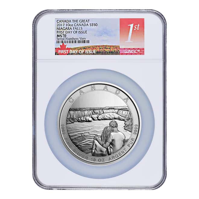 2017 10 oz Silver Canada the Great CTG Niagara Falls NGC MS 70 First Day of Issue
