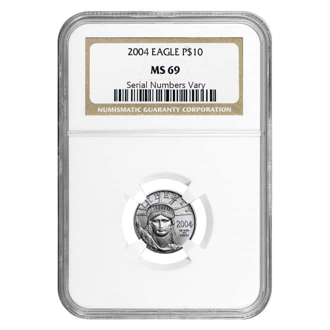 2004 1/10 oz Platinum American Eagle $10 NGC MS 69