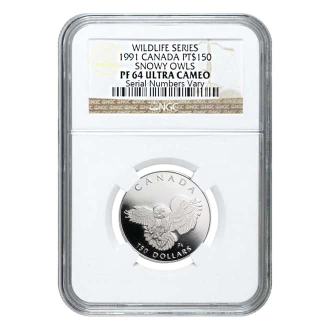 1991 1/2 oz Canada Proof Platinum Snowy Owl $150 NGC PF 64 UCAM
