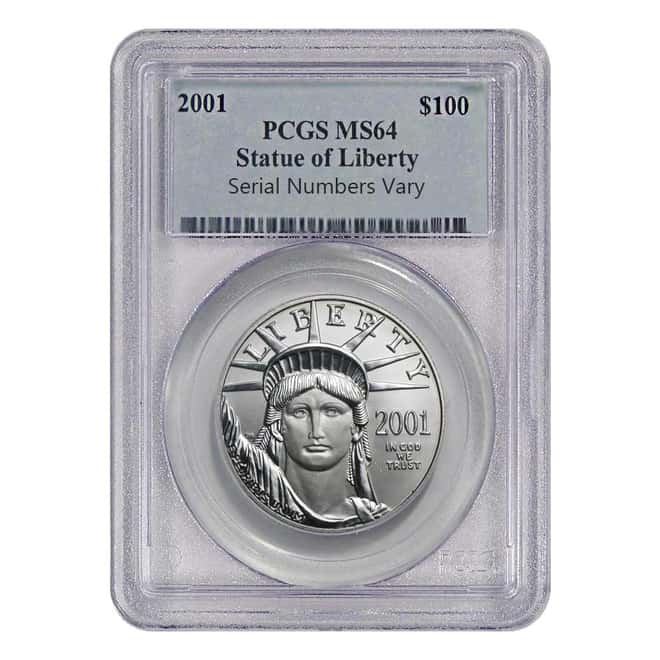 2001 1 oz $100 Platinum American Eagle Coin PCGS MS 64 
