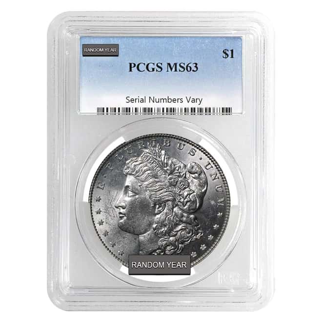 Silver Morgan Dollar PCGS MS 63 (Random Year, 1878-1904)