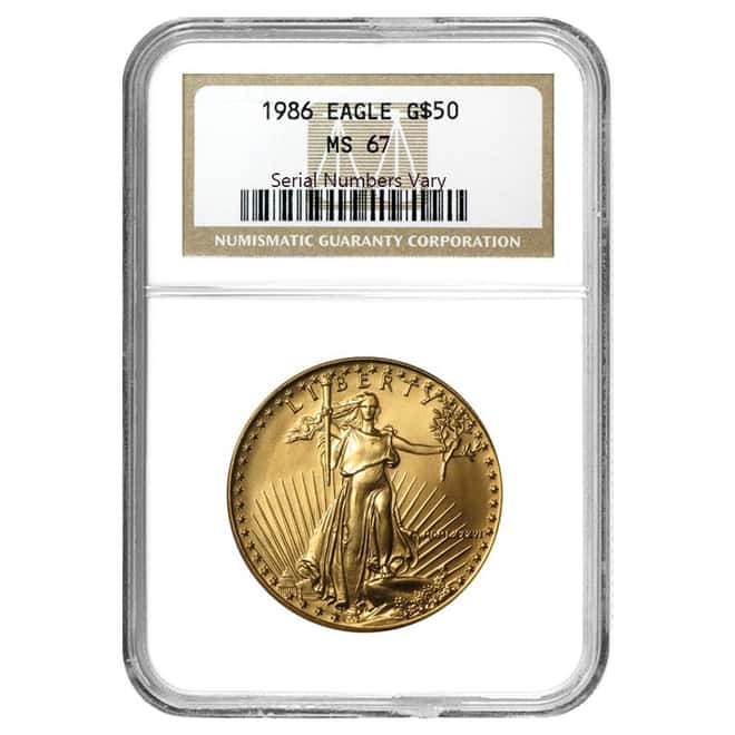 1986 1 oz Gold American Eagle $50 NGC MS 67 (MCMLXXXVI)