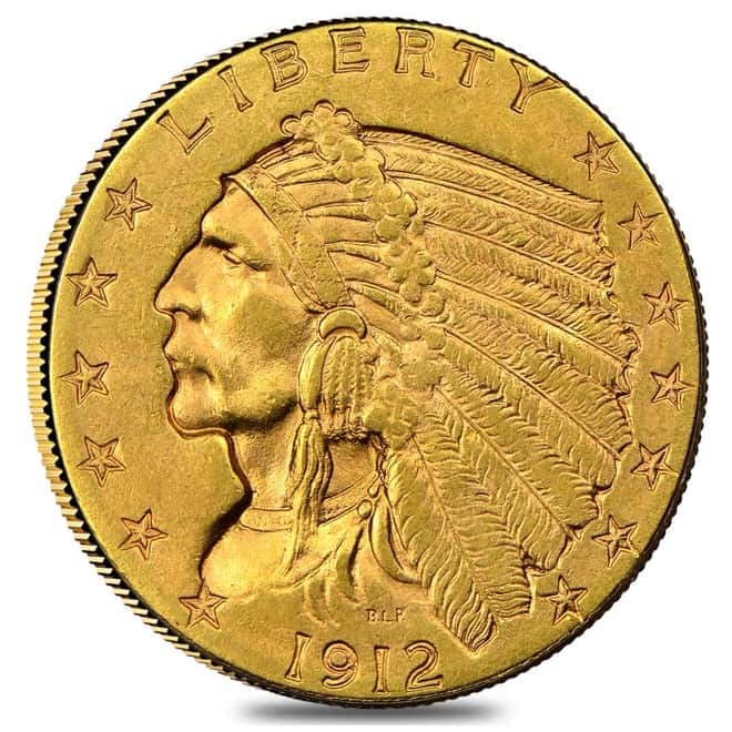 1912 $2.5 Indian Head Gold Quarter Eagle Coin NGC AU Details
