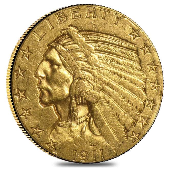 1911 $5 Indian Head Half Eagle Gold Coin ANACS AU 53