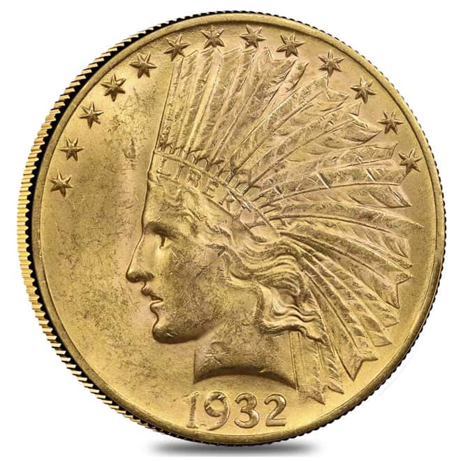 1932 $10 Indian Head Gold Eagle Coin PCGS MS 62