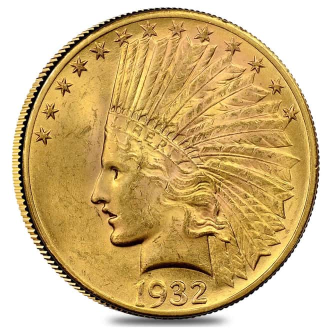 1932 $10 Indian Head Eagle Gold Coin NGC MS 62