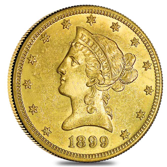 1899 $10 Liberty Head Gold Eagle Coin PCGS MS 62