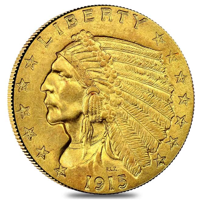 1915 $2.5 Indian Head Quarter Eagle Gold Coin NGC AU Details