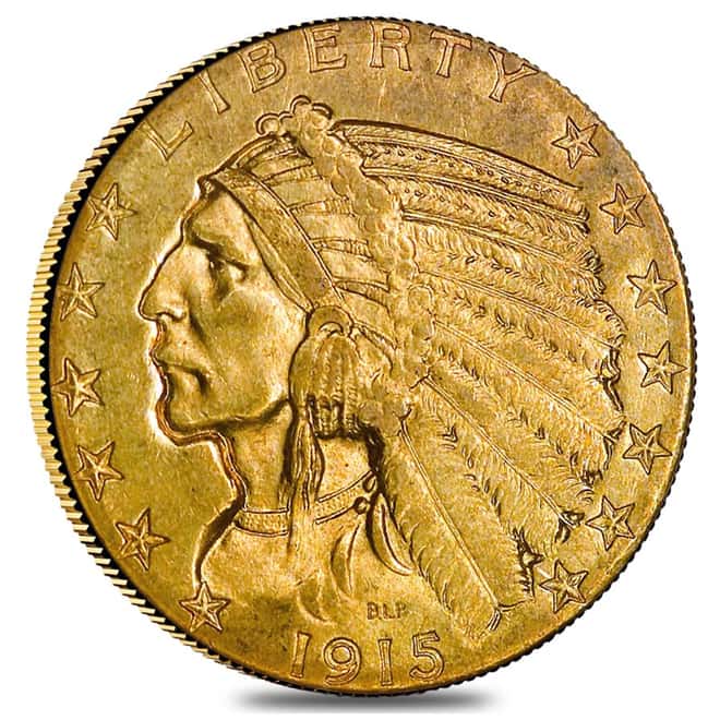 1915 $5 Gold Half Eagle Indian Head PCGS AU 55