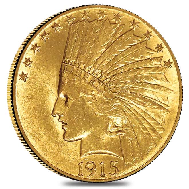 1915 $10 Indian Head Gold Eagle Coin NGC MS 60