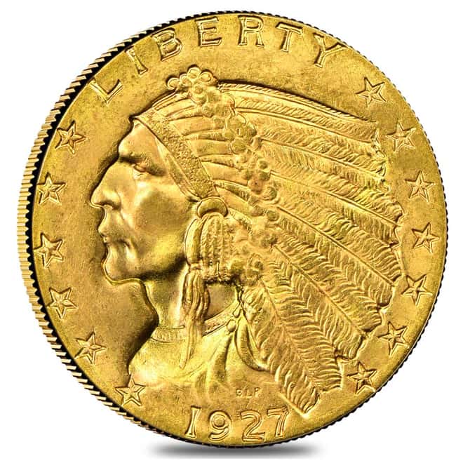 1927 $2.5 Gold Quarter Eagle Indian Head NGC UNC Details