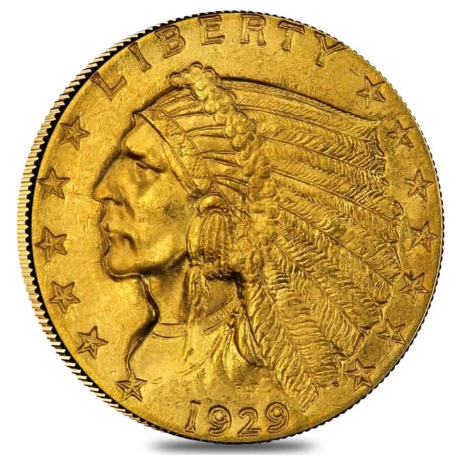 1929 $2.5 Gold Quarter Eagle Indian Head NGC AU 58