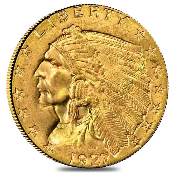 1927 $2.5 Indian Head Quarter Eagle Gold Coin NGC MS 61