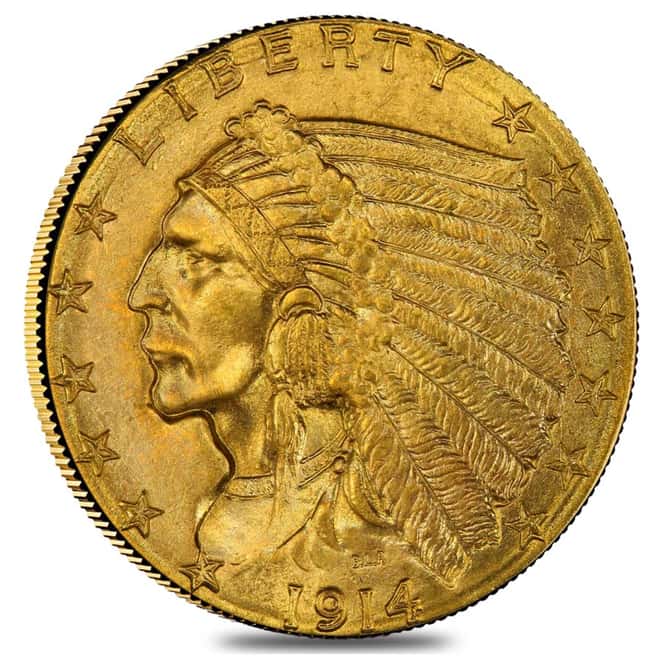 1914 $2.5 Gold Quarter Eagle Indian Head NGC AU 58